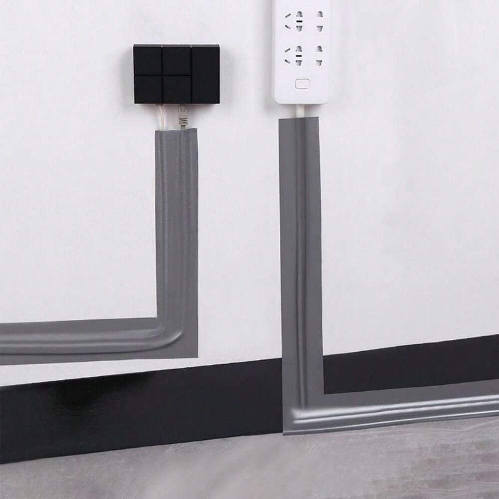 1 Roll 393.7 Inches Floor Cord Cover SelfAdhesive PVC Cable Protector