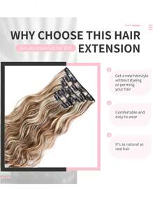 Clip In Hair Extension 20Inch Long Synthetic Hair Heat Resistant Hairpiece Natural Wavy  Brown With Light Blonde Tips Thick Hairpieces Natural  Hair Piece - Multicolor - View 6