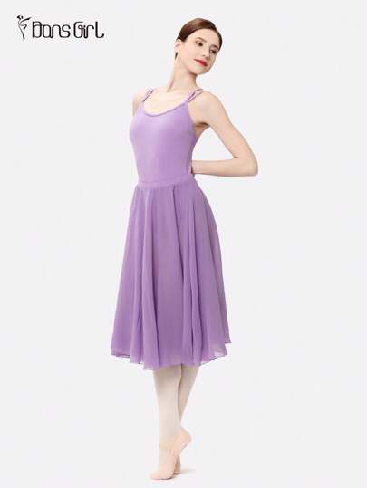  DonsGirl Women's Elegant Lavender Flowing Chiffon Tutu Skirt, Mid-Length, Elastic Waist, Suitable For Belly Dance, Princess Party, Cosplay, Performance Wear And More