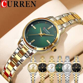  CURREN Fashion Women Watch Top Brand Luxury Lady Girl Classic Wristwatch Stainless Steel Bracelet Strap Simple Original Waterproof Elegant Female Clock Gift 9094