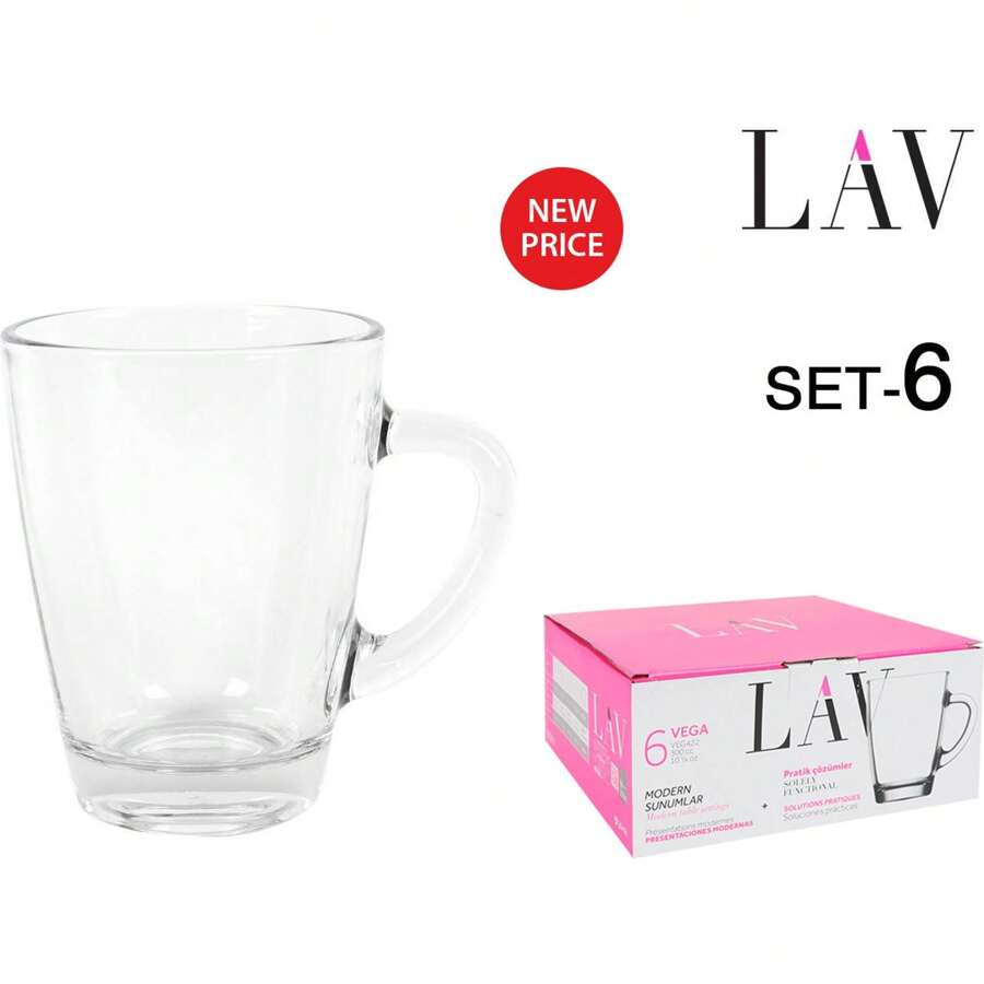 LAV طقم من 6 أكواب السيدر سعة 520 ملل مجموعة الألوان الباستيلية - طقم أكواب بلورية ملونة - طقم أكواب بلورية متينة - طقم أكواب بلورية متعددة الاستخدامات لمجموعة متنوعة من المشروبات - طقم أكواب بلورية آمنة للغسل في غسالة الأطباق - متعدد الألوان - مشاهدة 1