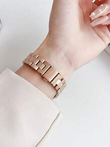 1条玫瑰金超薄金属表带，兼容 Series 11、10、SE3、9 Ultra、8、7、SE、6、5、4、3、2、1，奢华智能手表表带，不锈钢表带，适用于40mm、42mm、44mm、45mm、49mm、38mm、41mm、46mm表盘尺寸，时尚智能手表表带，兼容表带 - 玫瑰金 - 查看 4