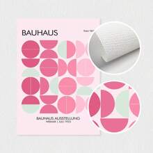 Uppsättning med 3 moderna rosa Bauhaus-stil väggkonsttryck på canvas, Bauhaus-affischer, abstrakt geometrisk väggkonst, modern väggkonst, galleriväggkonstset, sovrum vardagsrum hall matsal konstverk, väggdekor, sommardekor, rumsdekor, oinramad - Rosa - Visa 4