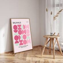 Uppsättning med 3 moderna rosa Bauhaus-stil väggkonsttryck på canvas, Bauhaus-affischer, abstrakt geometrisk väggkonst, modern väggkonst, galleriväggkonstset, sovrum vardagsrum hall matsal konstverk, väggdekor, sommardekor, rumsdekor, oinramad - Rosa - Visa 8