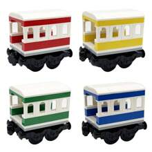1 Set Building Bricks Train Carriage Tracks Set, Compatible With , City Train Transport Carriage With Small Detachable Blocks - Multicolor - View 2