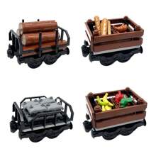 1 Set Building Bricks Train Carriage Tracks Set, Compatible With , City Train Transport Carriage With Small Detachable Blocks - Multicolor - View 3