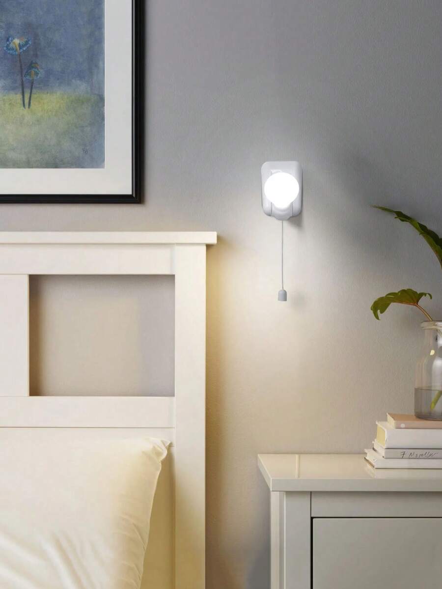 1入組便攜式有線LED燈泡，用於戶外床頭檯燈，夜燈，電池壁燈的小拉線燈泡