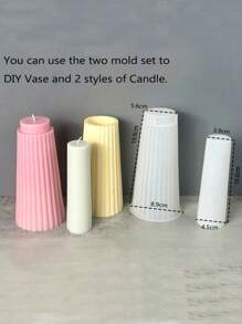 1 件 DIY 环氧蜡烛和花瓶硅胶模具，手工石膏混凝土条纹花盆树脂模具，香薰棒容器，家庭花园装饰手工礼品制作 - 白色 - 查看 11