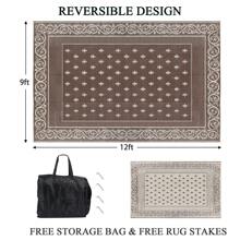Pauwer Outdoor Rug Waterproof For Patios, Reversible Outdoor Plastic Straw Rug, Indoor Outdoor Area Rugs Carpet RV Mat, Outdoor Patio Camping Rug For RV, Picnic, Backyard, Deck, Balcony, Porch - viền nâu - Xem 8