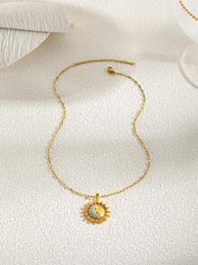 1 件月亮、太阳女神、向日葵项链 - 送给老师的珠宝礼物，铜材质微镶嵌锆石，不锈钢唇链 - 彩色 - 查看 2
