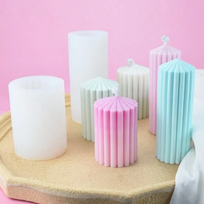 粗条纹尖顶圆柱形DIY手工香薰石膏多功能硅胶模具