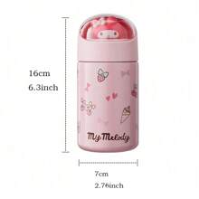 Miniso Sanrio My Melody 280ml/9.47oz 粉色保温水瓶，带可爱娃娃图案，双层不锈钢材质，适合学校、办公室和家庭使用（1个） - 粉色 - 查看 7