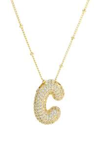 1個時尚氣泡啟發的立體氧化鋯氣球和字母吊墜，豐滿的26個字母頸鏈適用於女性 - XT-394 - 查看 21