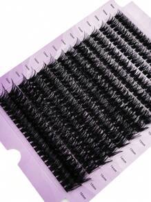 HBZGTLAD 224pcs/Set 14-Row 140pcs 0.05mm Soft Faux Mink Lashes, Mixed Length 9-16mm 3D Russian Volume Eyelash Extensions, Black Makeup Eyelashes In Purple Packaging - 黑色 - 查看 4