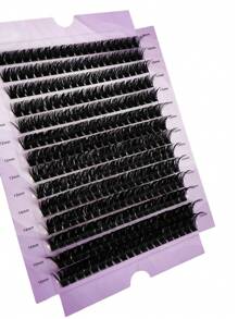 HBZGTLAD 224pcs/Set 14-Row 140pcs 0.05mm Soft Faux Mink Lashes, Mixed Length 9-16mm 3D Russian Volume Eyelash Extensions, Black Makeup Eyelashes In Purple Packaging - 黑色 - 查看 5