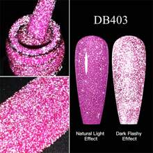 6 pièces Ensemble de vernis à ongles réfléchissant pailleté, Argent, Or, Rose brillant pailleté, Vernis semi-permanent, Amovible, Décoration d'art pour les ongles UV/LED, DIY pour les ongles, Manucure de qualité salon, Cadeau pour les femmes - Multicolore - Voir 9