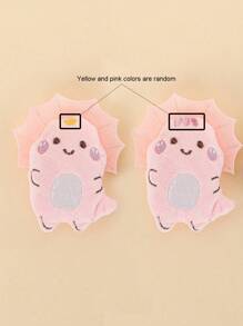 2pcs/Set Cartoon 3d Cute Pink Plush Dinosaur Decor For Snack Or Poop Bag Backpack, With Pet Collar And Leash
