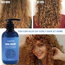 YURHERSU Crema rizadora de 220ml para cabello rizado - Mantiene el cabello fuerte y brillante, agrega grosor y volumen - Blanco - Ver 1