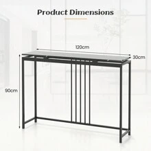 Console Table, 120cm Narrow Entryway Table With Faux Marble Tabletop, Modern Behind Sofa Table With Heavy-Duty Metal Frame For Living Room, Entrance, Hallway - Black - View 2