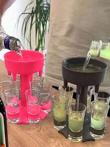 1入藍色優雅的葡萄酒和啤酒倒嘴-節省空間的分配器和支架-適合派對和假日，增強風味和裝飾。(不包括杯子)葡萄酒分配器6小杯子葡萄酒威士忌啤酒分配器支架飲品遊戲工具聖誕家庭派對酒吧小杯子，酒杯冰桶 - 彩色 - 查看 9