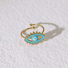 1 chiếc nhẫn mở trang trí mắt quỷ thời trang, thiết kế đơn giản cổ điển, thích hợp cho nam và nữ đeo hàng ngày hoặc đi biển - Nhẫn mắt quỷ - Xem 10