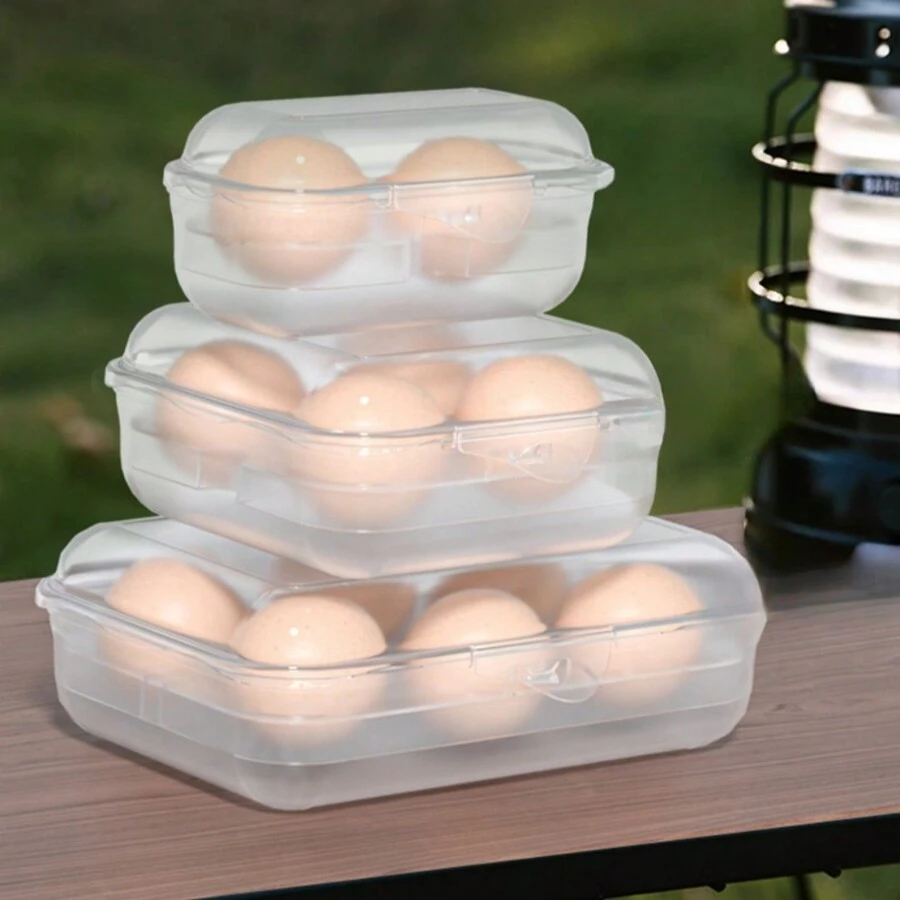 1 pezzo Cassetta Porta Uova Da 2/4/6 celle, da frigo, da esterno, da cucina, antiurto, portatile per il campeggio - Trasparente - Visualizzare 1