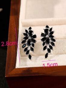 jealous young 1 对朋克黑色 CZ 女士派对耳环，配闪亮 Marqusie 方晶锆石婚礼耳环珠宝 - 黑色 - 查看 3