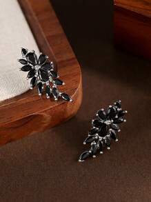 jealous young 1 对朋克黑色 CZ 女士派对耳环，配闪亮 Marqusie 方晶锆石婚礼耳环珠宝 - 黑色 - 查看 4