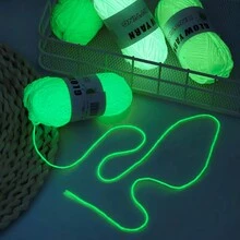 5卷珠光夜光紗線58碼，白色發光紗線柔軟編織紗線，創意夜光編織紗線，DIY藝術手工活服裝用螢光紗線 - 白色 - 查看 9