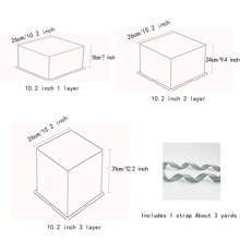 10 英寸透明生日蛋糕盒，烘焙派对生日包装盒，配有 3 码丝带，包含学校用品食品袋食品盒，适用于糖果巧克力饼干等。 - 白色 - 查看 2