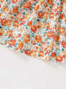 Conjunto de 3 piezas Vestido informal sin mangas de cuello cuadrado para niña bebé