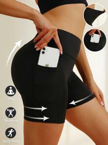 Bauchkontrolle Yoga-Shorts mit Taschen für Frauen - High-Waist-Workout-Shorts für Sportbekleidung