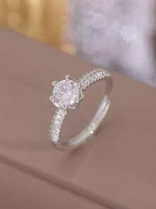 Ensemble de 5 bagues en cuivre avec zircone élégante, géométrique, de luxe et personnalisée pour les femmes, pour des mariages et des fêtes