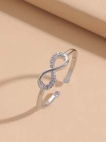 Ensemble de 5 bagues en cuivre avec zircone élégante, géométrique, de luxe et personnalisée pour les femmes, pour des mariages et des fêtes