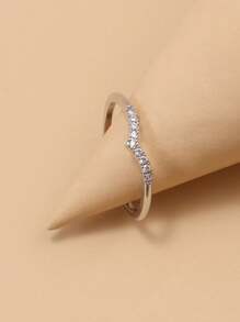 Ensemble de 5 bagues en cuivre avec zircone élégante, géométrique, de luxe et personnalisée pour les femmes, pour des mariages et des fêtes