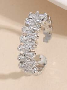 Ensemble de 5 bagues en cuivre avec zircone élégante, géométrique, de luxe et personnalisée pour les femmes, pour des mariages et des fêtes