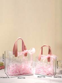 Họa tiết hoa cúc & ruy băng Túi nhựa PVC trong suốt ủng hộ bữa tiệc, Túi quà tặng, Túi kẹo, Túi quần áo, Túi cưới, Túi sinh nhật, Túi quà nhỏ, Túi đựng trong suốt, Túi ủng hộ PVC tinh xảo, Hộp quà rỗng Túi quà tặng tiệc cưới - Nhiều màu - Xem 3