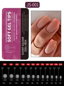 550pcs/Box Almond Square False Soft Gel Nail False Tips, Short/Medium Almond Square Shape False, Transparent Semi-Matte Full Coverage Tips Pre-Shaped Professional Acrylic Press On Nail Tips For Nail Extension Salon Manicure Accessories Tools Press On Nails Supplies - Clear - View 12