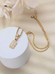 26 cái/bộ Vòng cổ chữ cái đầu tiên màu vàng dành cho nữ, thích hợp cho các tác phẩm thủ công - Vàng - Xem 27