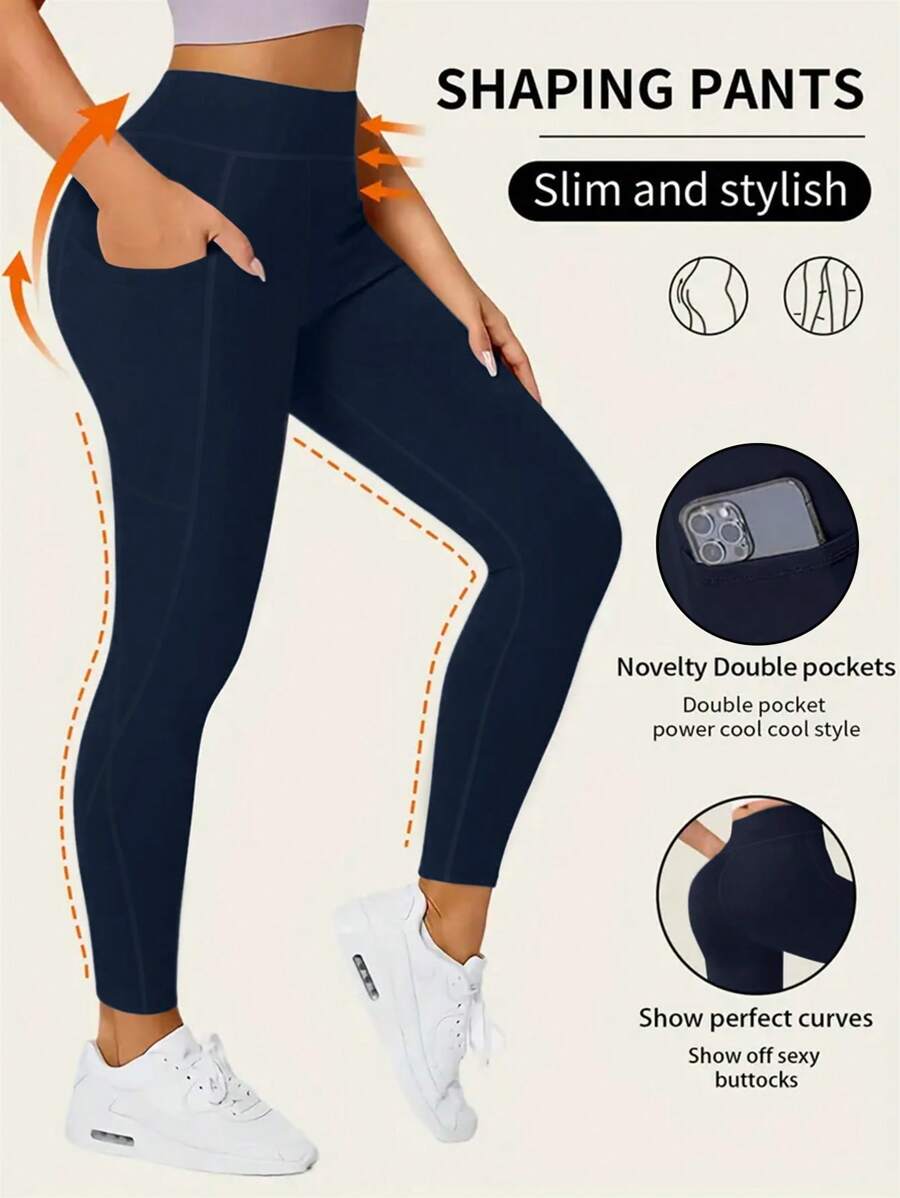 YINGHU Women's Quick-Dry High-Waist Yoga Pants With Pocket, Butt-Lifting And Breathable, Tight-Fitting, Tummy Control, Running/Fitness Pants