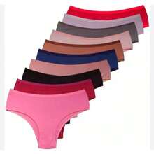 Kit 10 Plain Cotton Panties - Nhiều màu - Xem 2