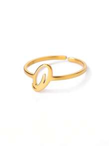 1 Stück Edelstahl Anfangsbuchstabe Buchstaben Ring für Frauen, goldfarbener modischer A-Z Buchstaben Fingerring, ästhetisches Hochzeitsschmuckgeschenk für Frauen