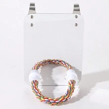 Bird Mirror Parrot Toy With Rope Perch Hanging Chew For Cage Swing Pet Supplies - Clear - View 6