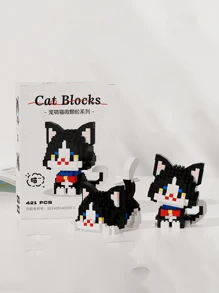 小颗粒拼装积木玩具，可爱猫咪拼图摆件。一盒积木可以拼一只坐着或躺着的猫（材料只够拼一个款式）房间装饰