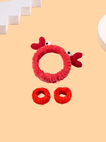 1/3 件可爱毛绒螃蟹头带，洁面/化妆头带，浴室使用家居浴室装饰秋季装饰返校 - 粉色 - 查看 11