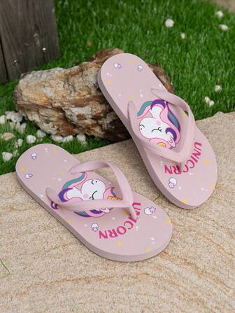 Kids' Cartoon Flip Flops, Lightweight & Comfortable For Beach, Pool, Home, Outdoor, Children Slippers