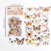 Paquete de pegatinas de PVC con diseño de mariposas , 40 piezas de pegatinas decorativas artísticas retro DIY para scrapbooking - Multicolor - Ver 2