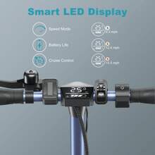 Electric Scooter, 350W Motor, 20 Miles Range Mph, 9" Solid Tires Electric Scooter Adults, Foldable Commuting E Scooter With Cruise Control, Dual Braking System & Shock Absorption - 藍色 - 查看 3