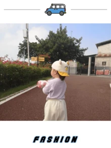 1頂黃色兒童帽，春秋時尚小熊寶貝棒球帽，可愛女孩和男孩嬰兒用冬季棒球帽 - 黃色 - 查看 4