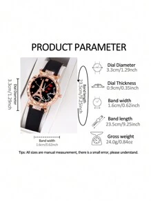 6pcs Girls Watch Set Including Eiffel Tower Design Quartz Watch, Sparkling Rhinestone Analog Watch And Bracelet, Great Gift For Children - Black - View 4